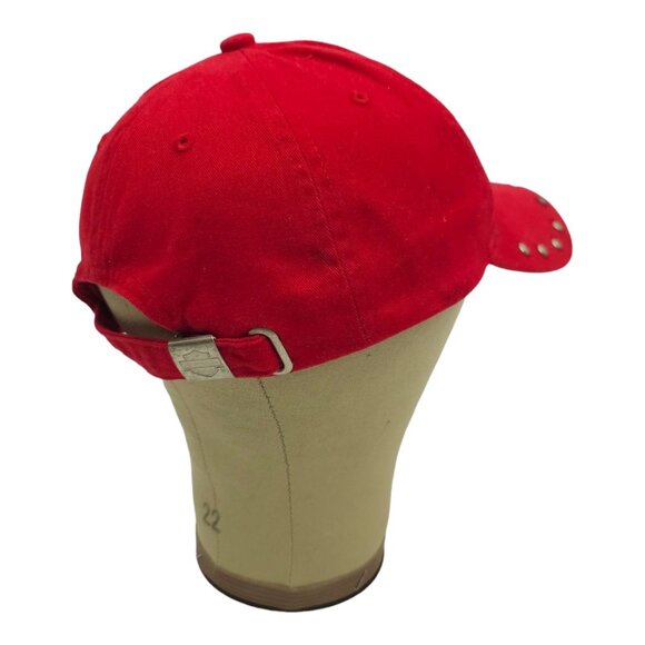Harley Davidson Embroidered Red Adjustable Tuck Strap Cap Trucker Biker Hat Rive - Picture 14 of 14